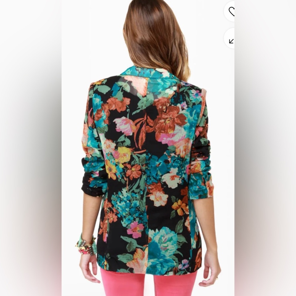 Lulus Gypsy Junkies Zeppelin Floral Print Blazer black medium jacket boho - Picture 5 of 13